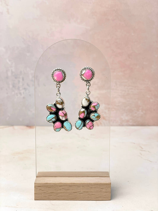 Cotton Candy Half Daisy Earrings