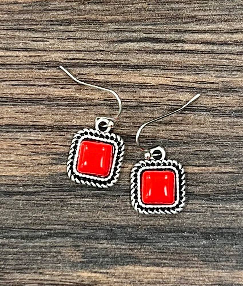 726465-1, 8mm Square Stone Earrings