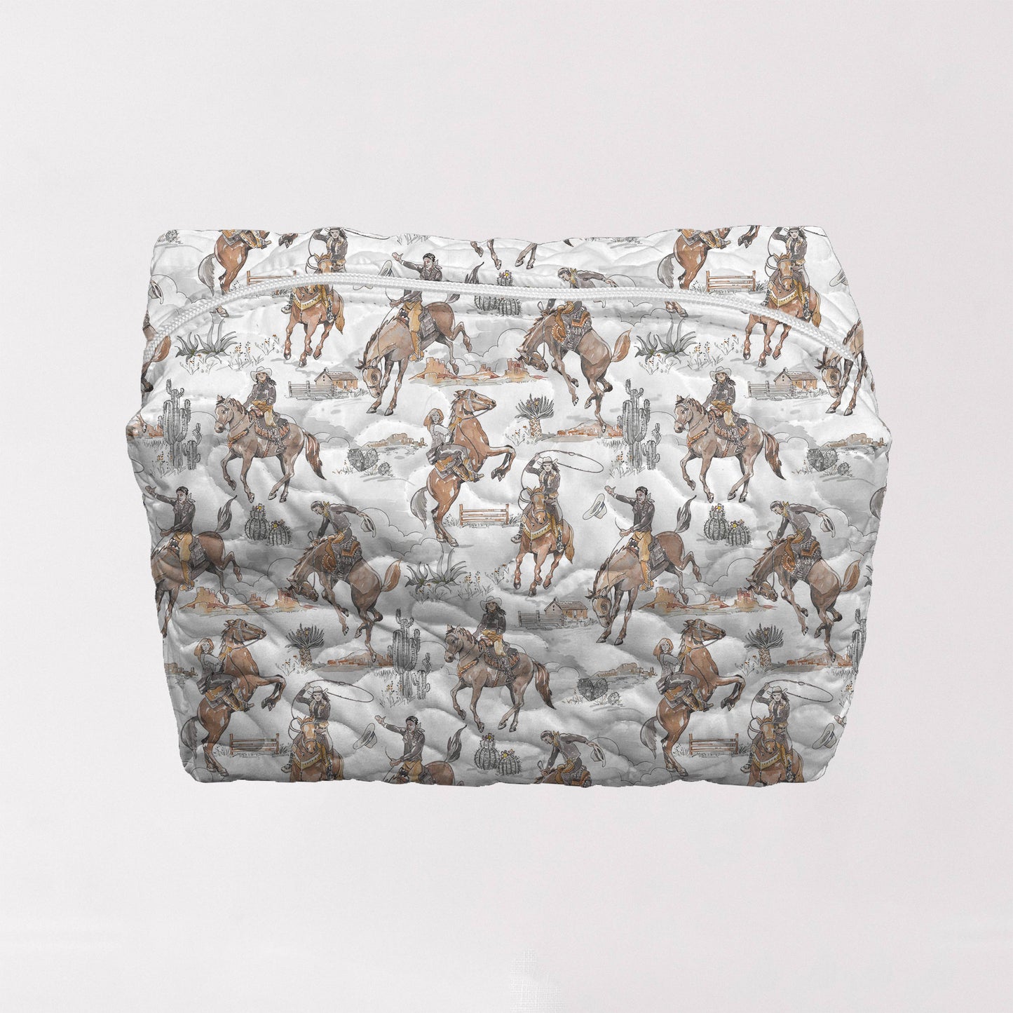 Birdie Cowgirl Neutral Quilted Makeup Bag