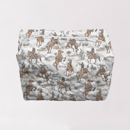 Birdie Cowgirl Neutral Quilted Makeup Bag