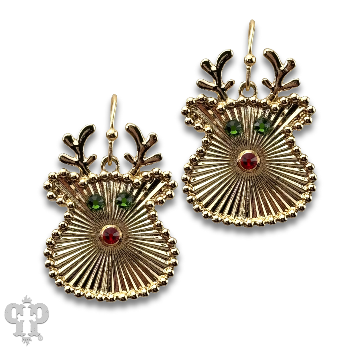 Reindeer face earring with Austrian crystals