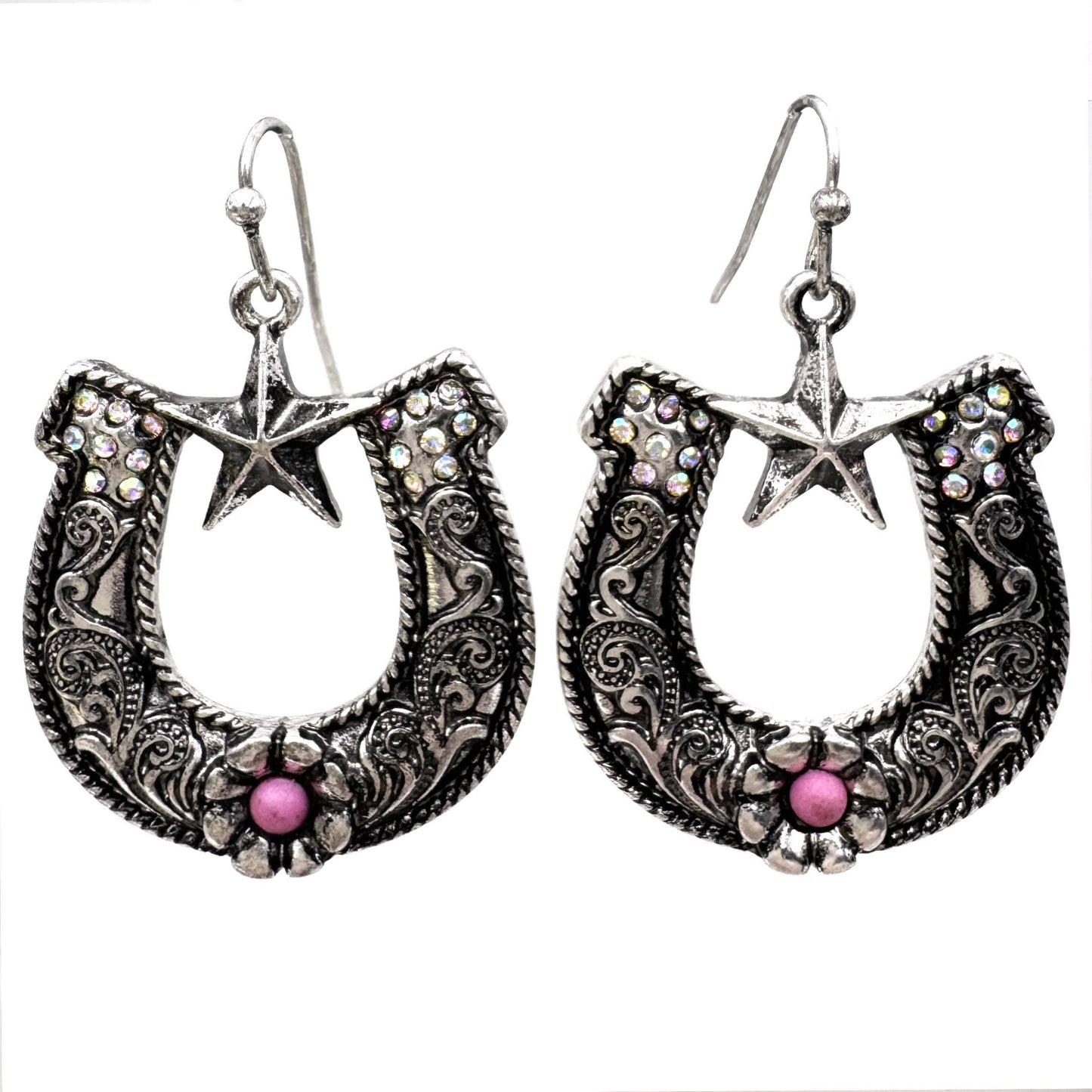 Horseshoe Star Western Earrings