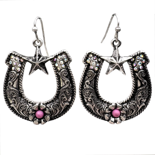 Horseshoe Star Western Earrings